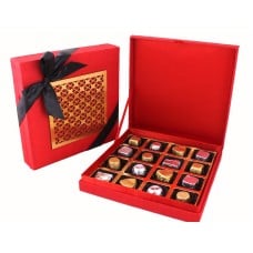 Laser top Red silk box 16 luxury chocolates