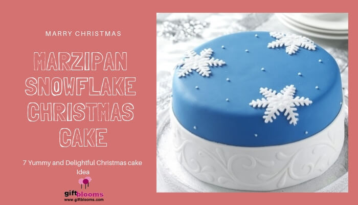 Marzipan snowflake Christmas Cake