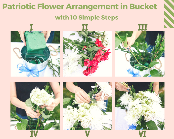 Flower arrangement in bucket