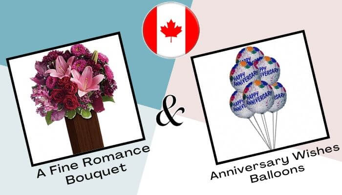 A Fine Romance Bouquet + Anniversary wishes Balloons