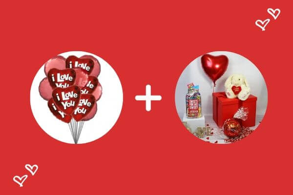 balloons with gift basket