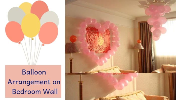Heart shape Balloon Arrangement on Bedroom Wall
