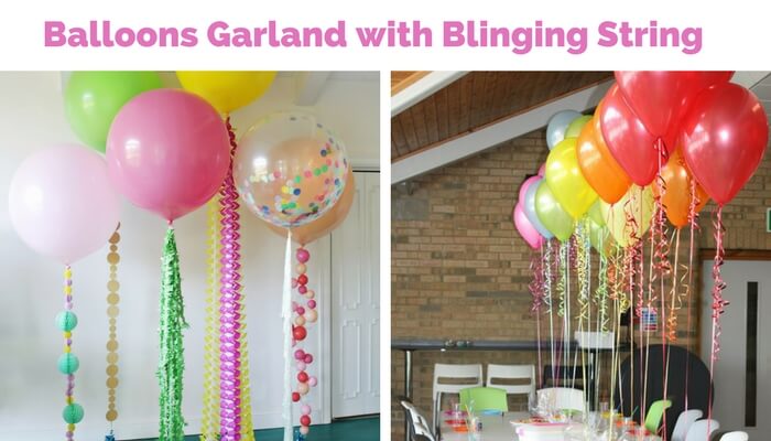 balloons garland with blinging string