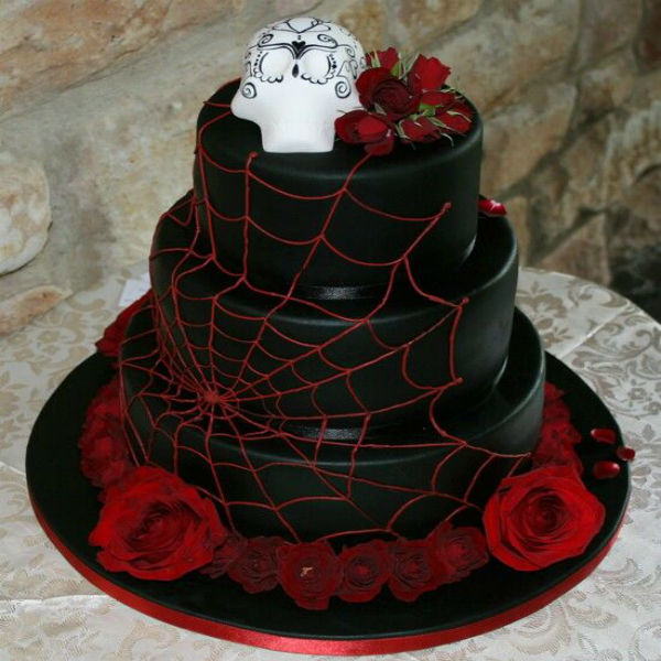 Black, Red Rose Cake