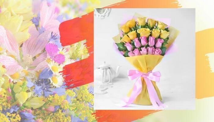 Bouquet of Yellow and Pink Flowers