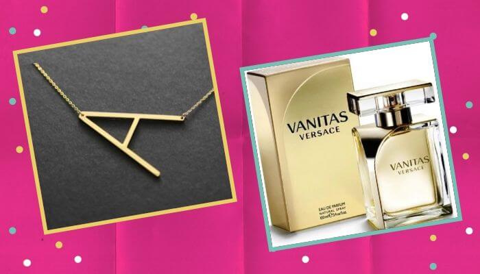 Chain Letter Necklace + Versace Vanitas Eau de Parfum