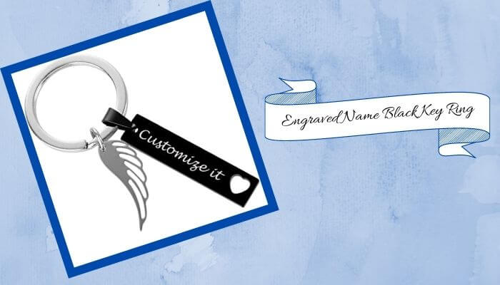 Engraved Name Black Key Ring