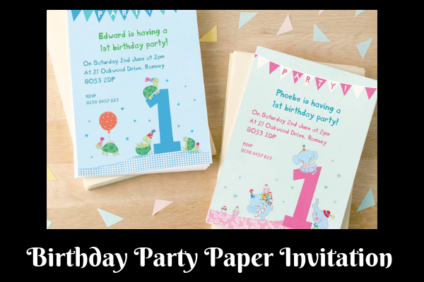 First birthday party paper invitation 