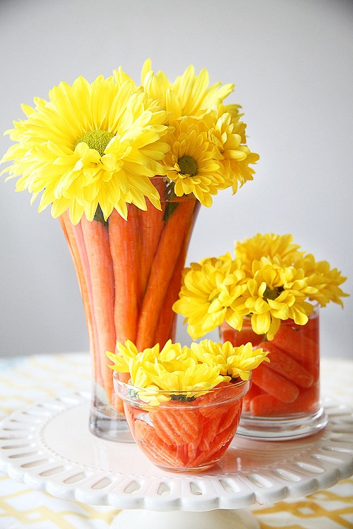 Flowers and Carrot Centerpiece
