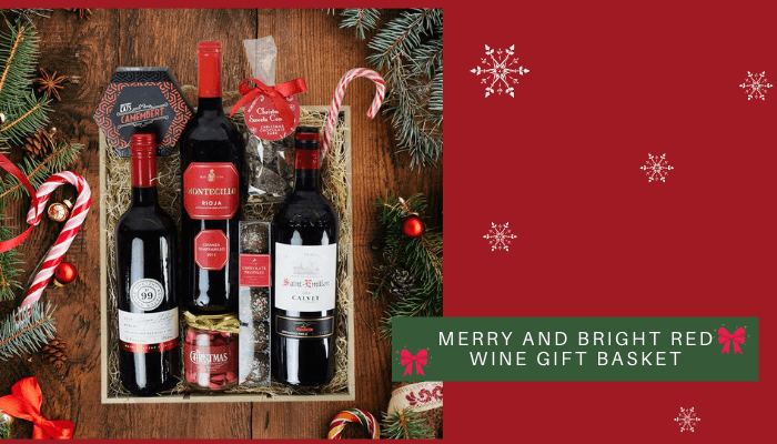 Merry and Bright Red Wine Gift Basket