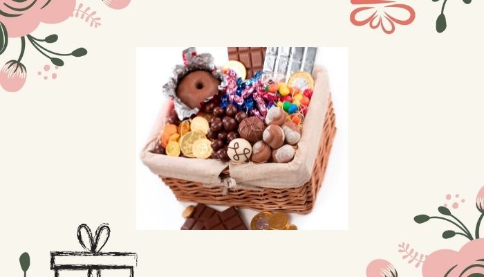 2) Dark, Milk, and White Chocolate Basket