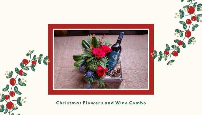 Christmas Flowers and Wine Combo