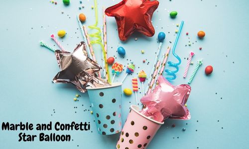 Marble and Confetti Star Balloon 