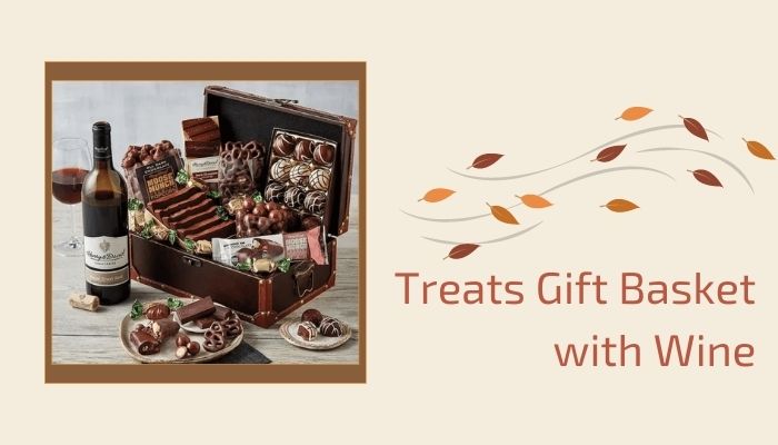 Treats Gift Basket with Wine