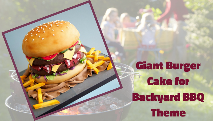 Giant Burger Cake for Backyard BBQ Theme