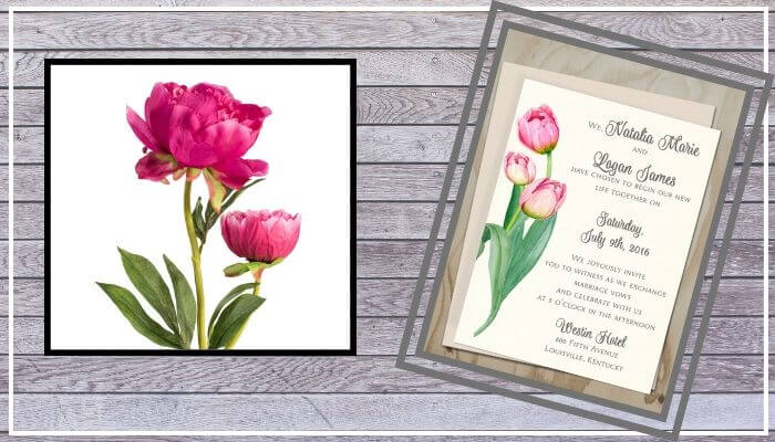 Invitation with Peony Invitation with Peony