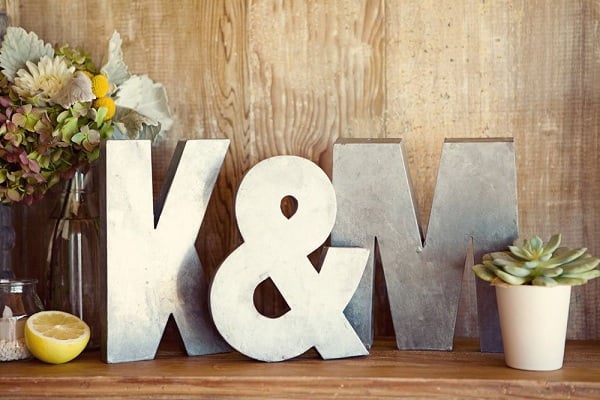 Letters of love table decoration