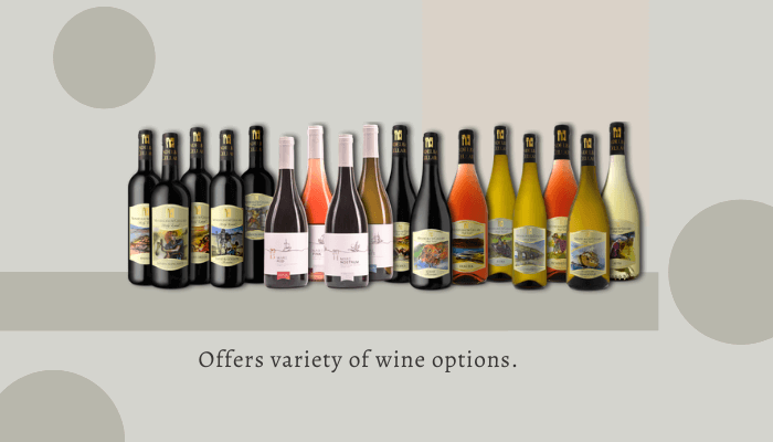 Offers a variety of wine options
