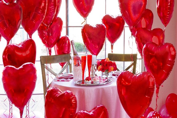 Party Venue Decorate with Heart Shaped Balloons