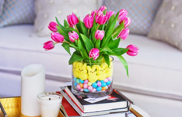 Peeps and Tulips Centerpiece