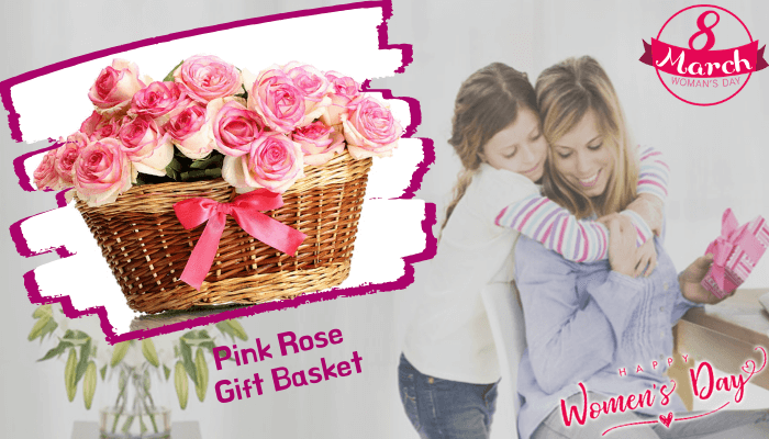 Pink Rose Gift Basket