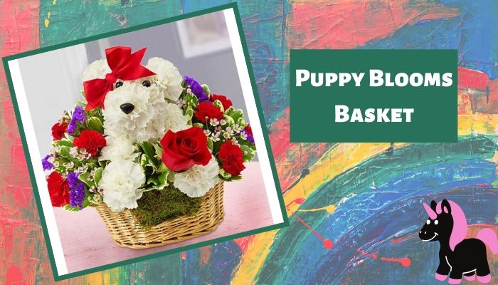Puppy Blooms Basket
