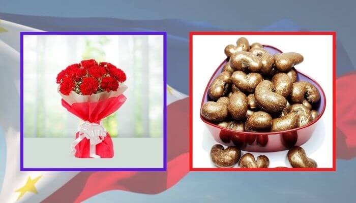 Red Carnations and Cashew Nuts Chocolate