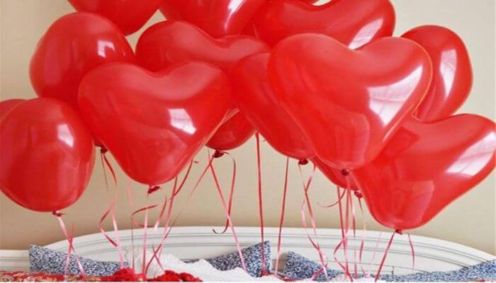 Red Heart Shape Helium Balloons