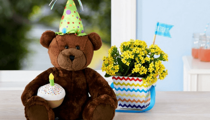 Leave a Stuffed Bear in their Room with Flowers