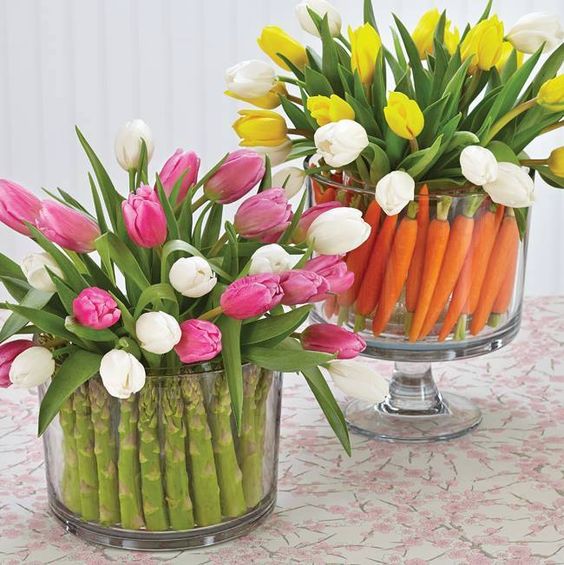 Tulips and Asparagus Centerpiece Tulips and Asparagus Centerpiece