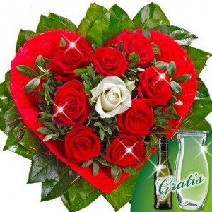 Rose Bouquet Amore with vase & Prosecco