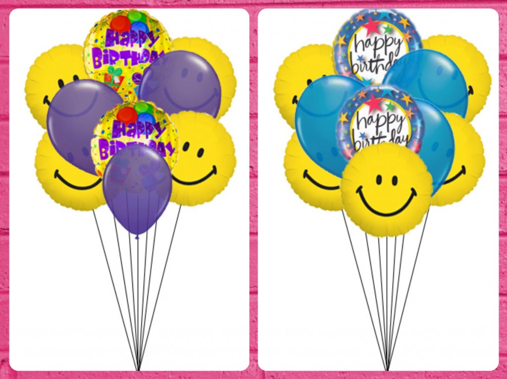 Say Happy Birthday With Smiley Bunch of Balloons 