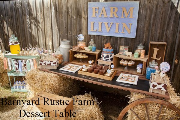 Barnyard rustic farm dessert table
