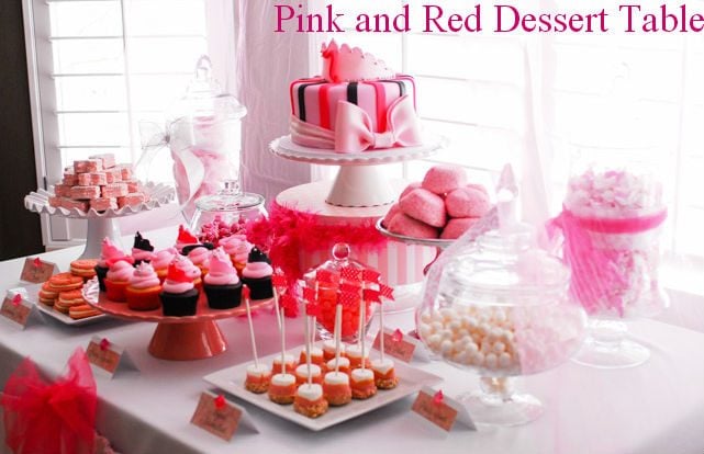 Pink and Red Dessert Table