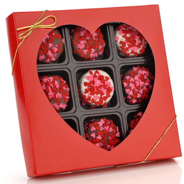 Heart Sprinkles Chocolate Dipped Oreos Box of 9