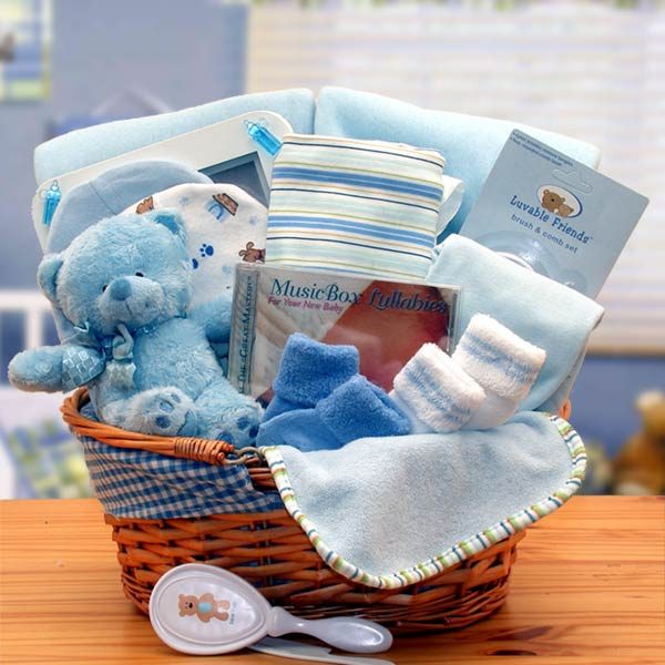 Simply the Baby Basics New Baby Gift Basket Blue