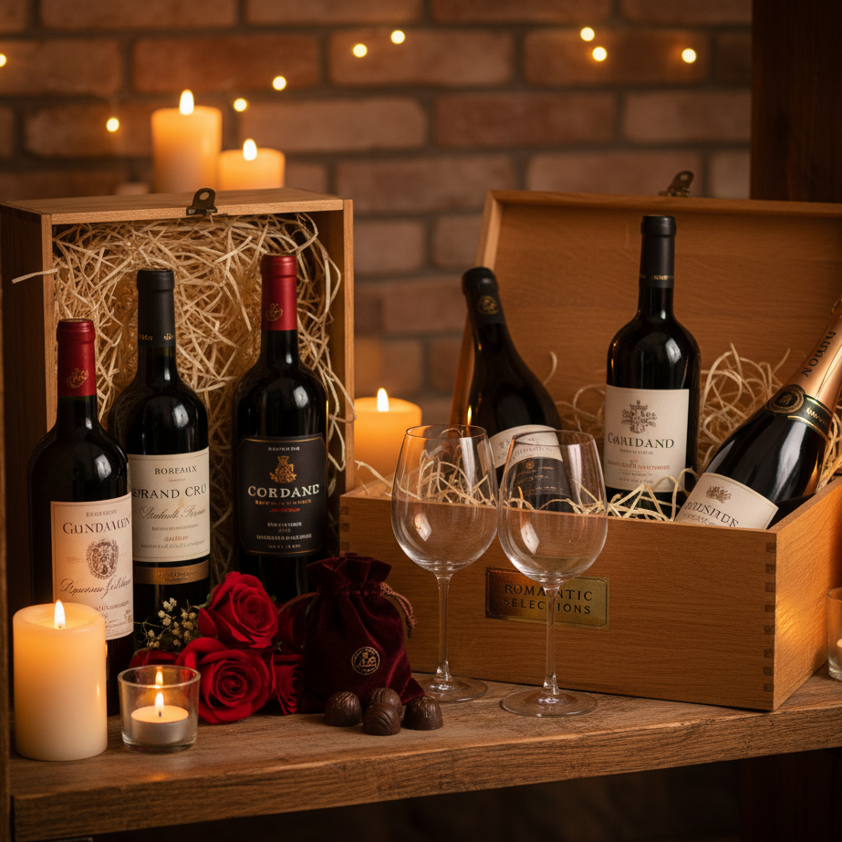 Best red wine for romantic night with rose petals arrangement