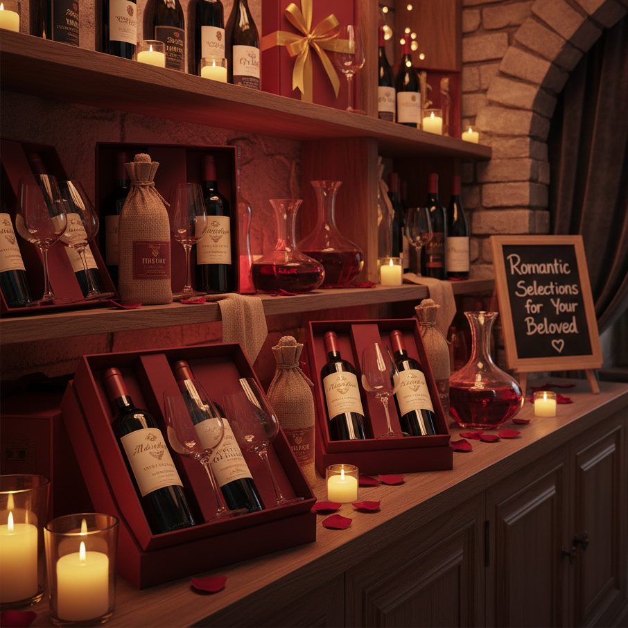 Best red wine for romantic night with rose petals arrangement