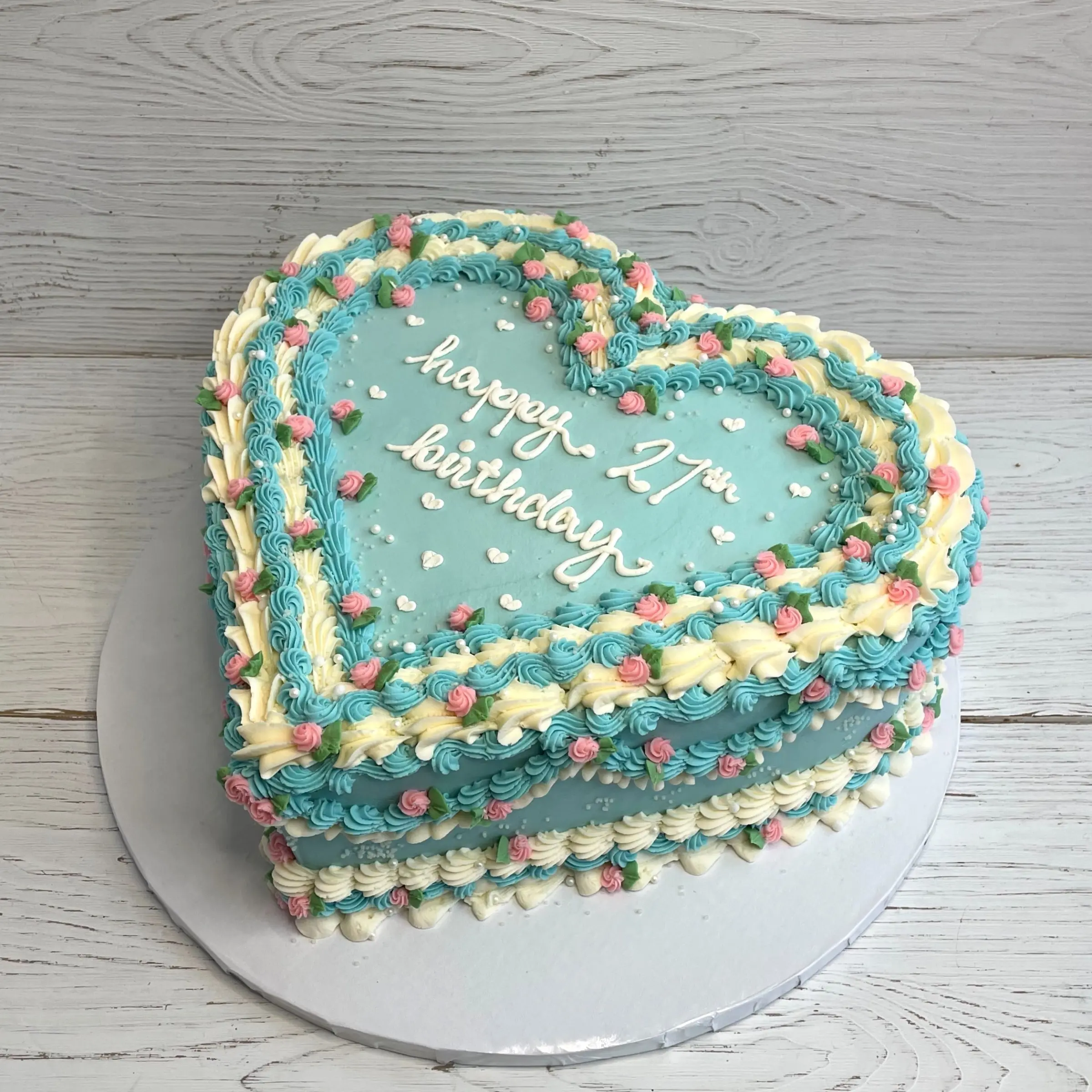 Lovely Heart-Shaped Cake with Roses