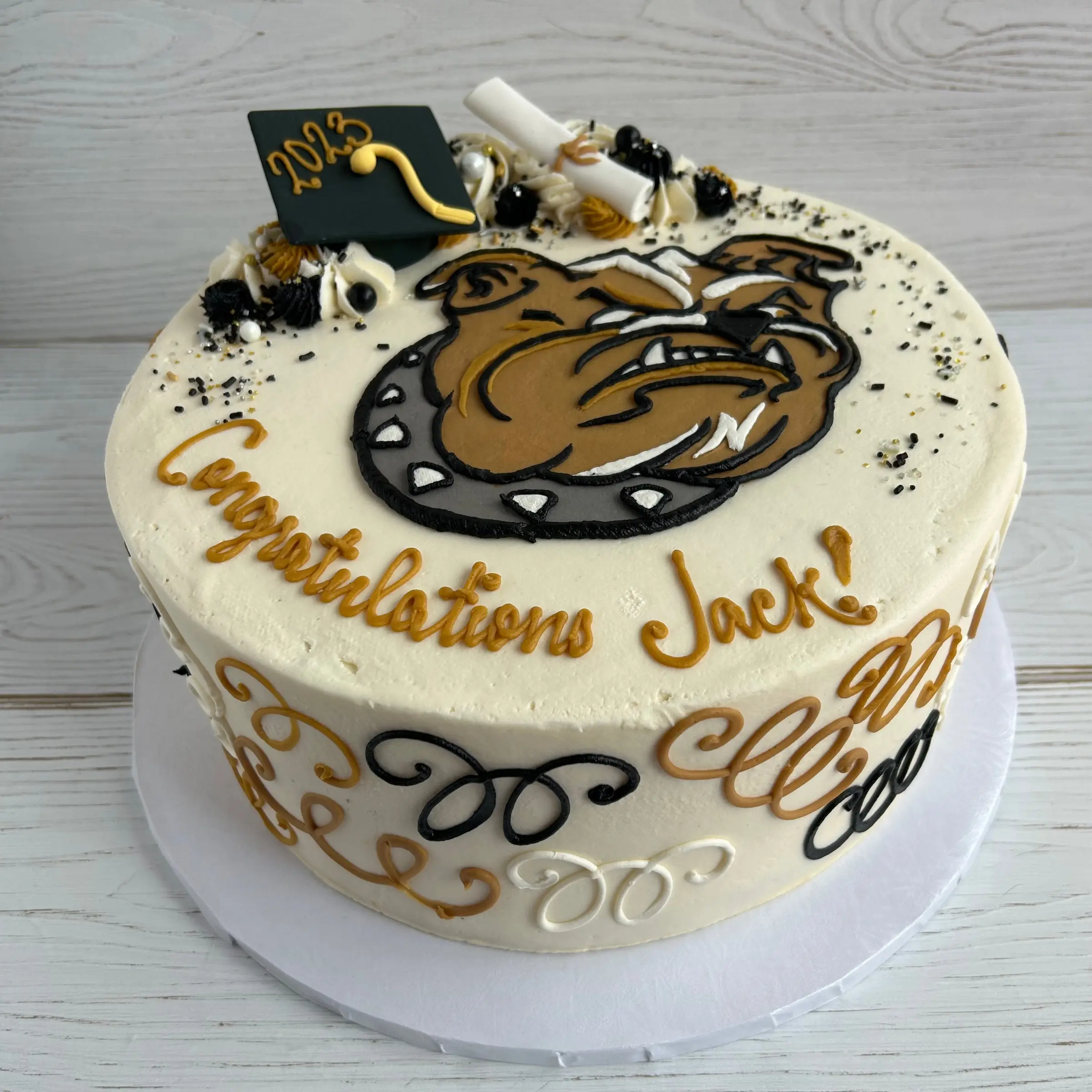 Bryant University Bulldog Logo Graduation Cake