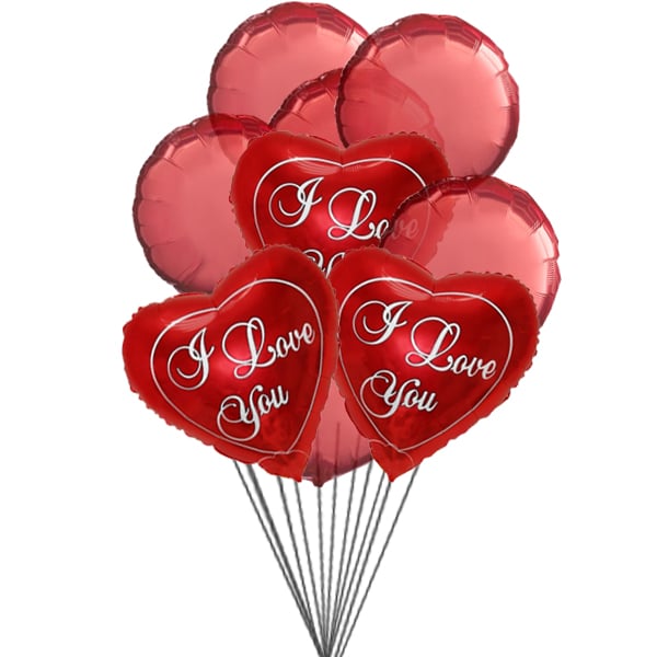 Love you Balloon Bouquet (3 Mylar Balloons and 6 Latex Balloons)