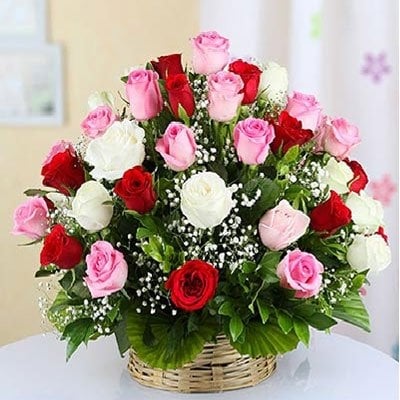 Classic Roses Basket (As Shown)