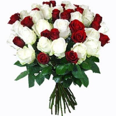 Bunch Of 40 Red White Roses (As Shown)