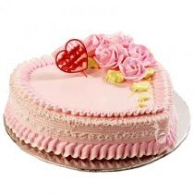Heart-Shape Strawberry Cake 1 Kg (As Shown)