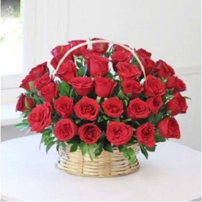 Basket Arrangement Of 35 Red Roses (As Shown)