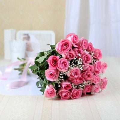 Bunch Of 24 Pink Roses (As Shown)