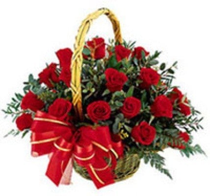 Basket Of 30 Red Roses (As Shown)