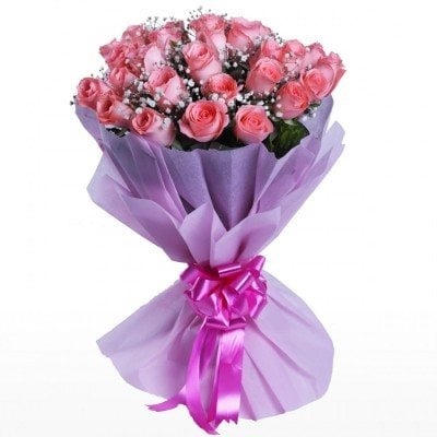 Bouquet Of 24 Pink Roses (As Shown)