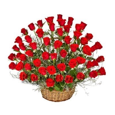 Basket Of 50 Red Roses (As Shown)