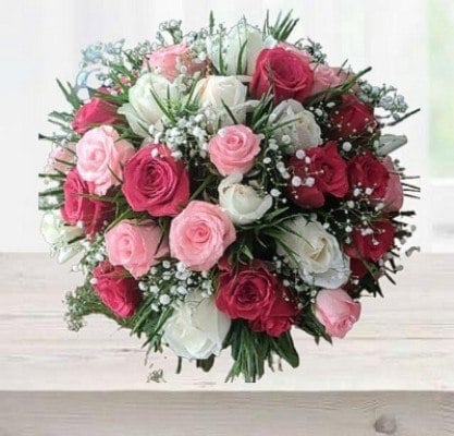 Mix Red Pink White Bouquet (As Shown)